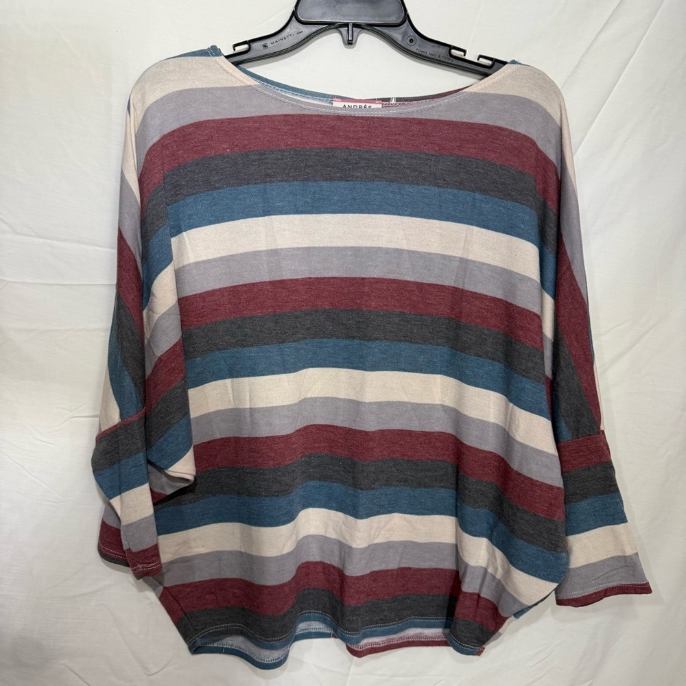 ANDREE BY UNIT Colorful Striped Batwing Top Size Medium